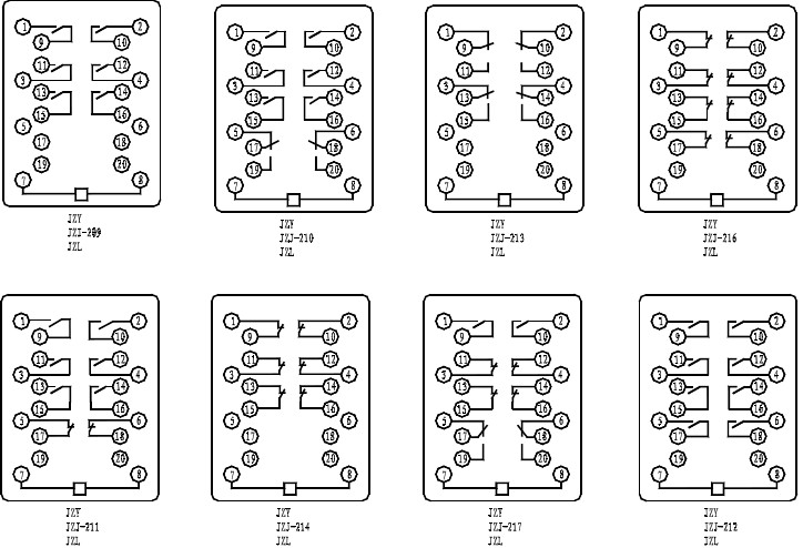 JZY-213中間繼電器接線圖圖