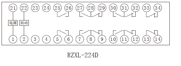 RZXL-D系列小電流啟動中間繼電器內部接線圖