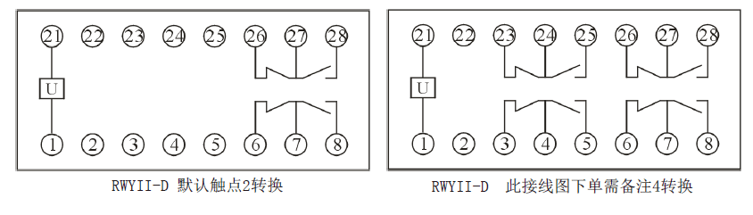 RWYII-D系列電壓繼電器內(nèi)部接線圖