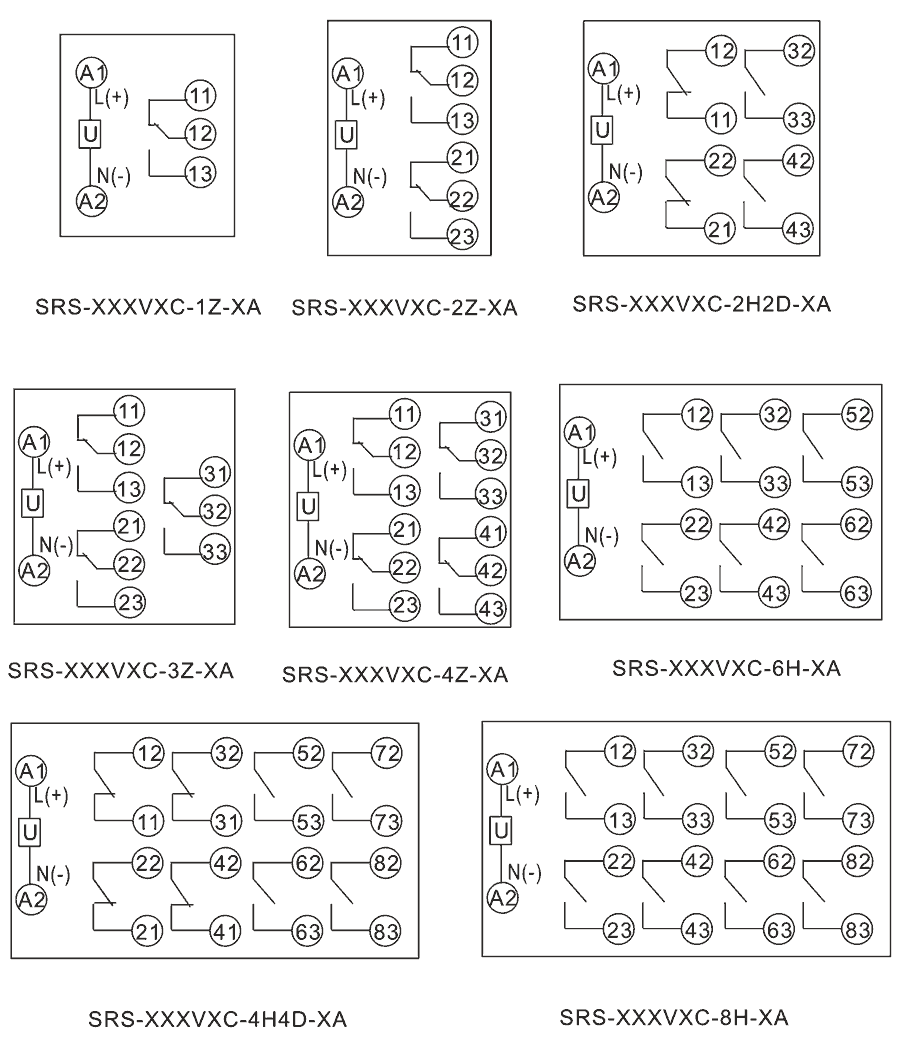 SRS-24VDC-4Z-16A內(nèi)部接線圖