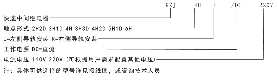 KZJ-2H2D-L/DC110V/DC220V型號(hào)分類及含義