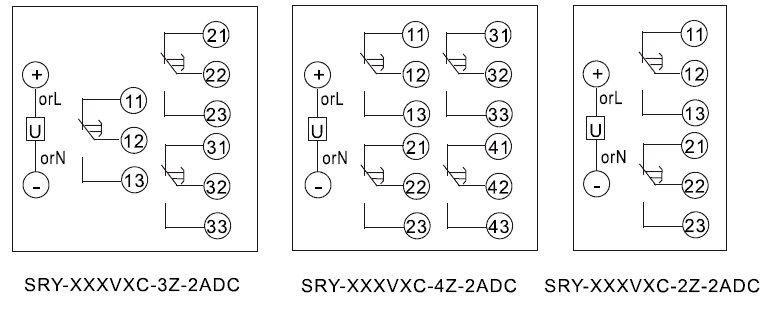 SRY-110VAC-4Z-2ADC內(nèi)部接線圖