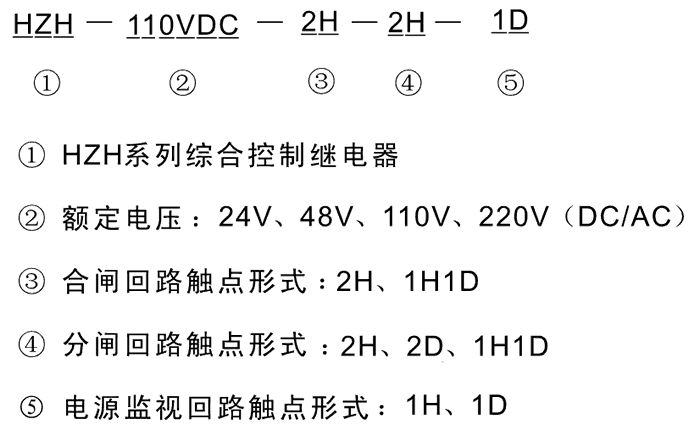 HZH-48VDC-2H-2H-1H型號及其含義