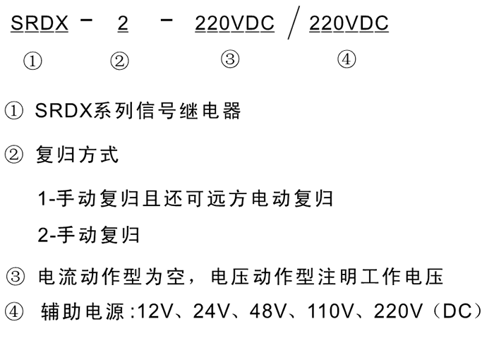 SRDX-2-220VDC/12VDC型號及其含義