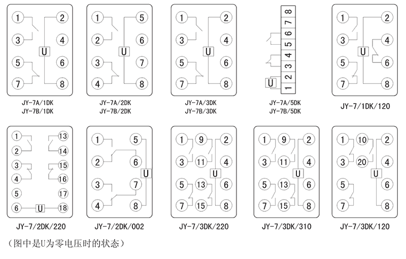 JY-7A/3DK/220內(nèi)部接線圖