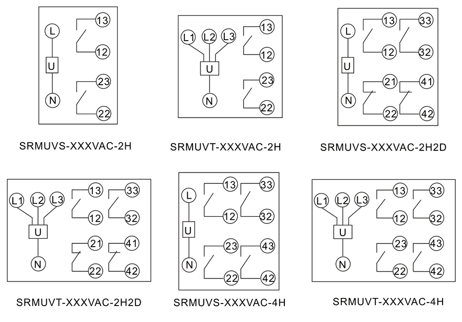 SRMUVT-100VAC-2H內部接線圖