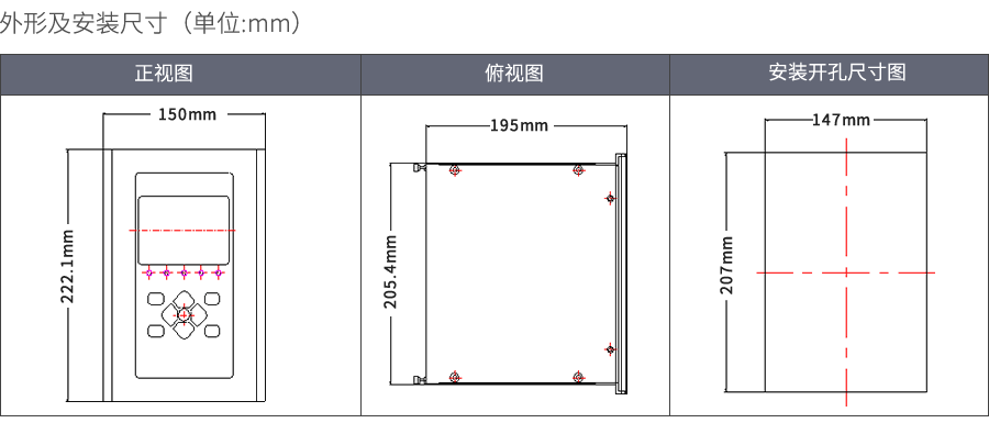 RHS9567頻率電壓緊急控制裝置外形及安裝尺寸